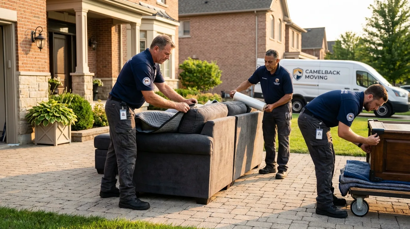 Large estate moving crew wrapping furniture in La Center, WA