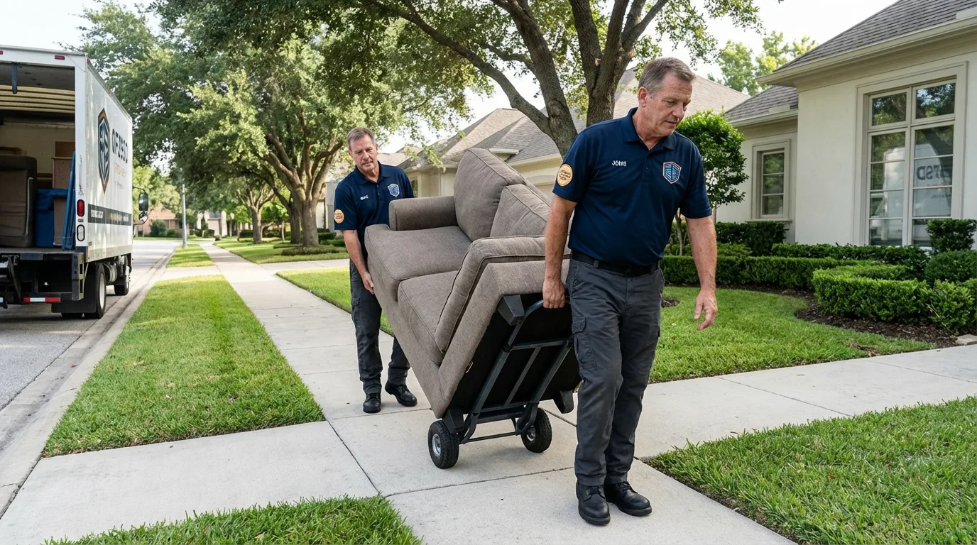 Local residential moving crew loading furniture in La Center, WA